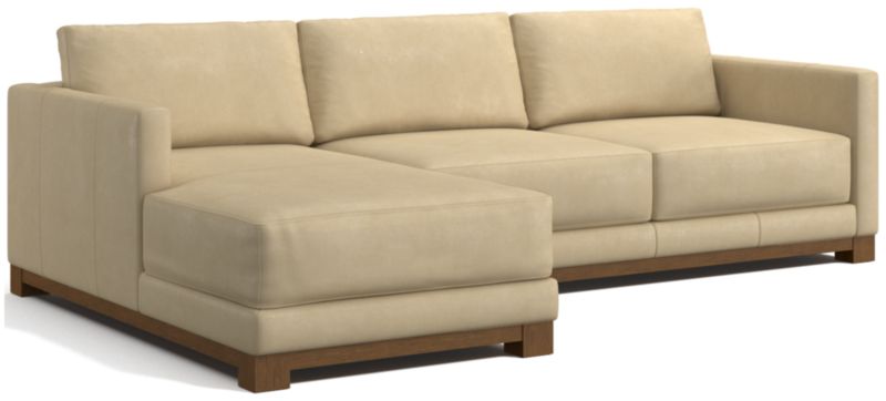 Gather Deep Wood Base Leather 2-Piece Chaise Sectional Sofa - image 0 of 7