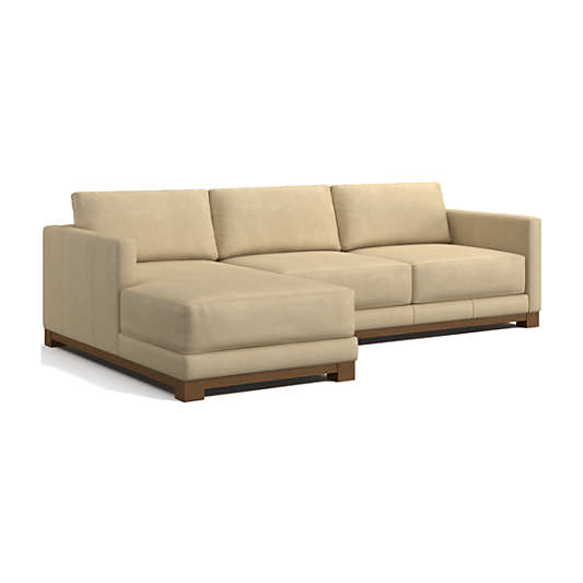 Gather Deep Wood Base Leather 2-Piece Chaise Sectional Sofa