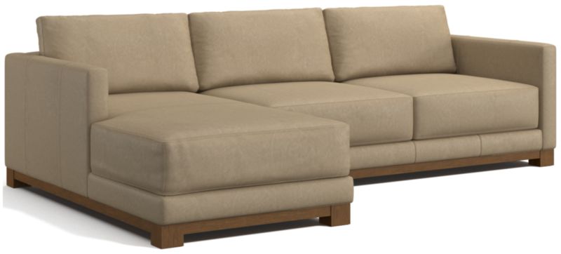 Gather Deep Wood Base Leather 2-Piece Chaise Sectional Sofa - image 0 of 7