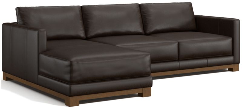 Gather Deep Wood Base Leather 2-Piece Chaise Sectional Sofa - image 0 of 7