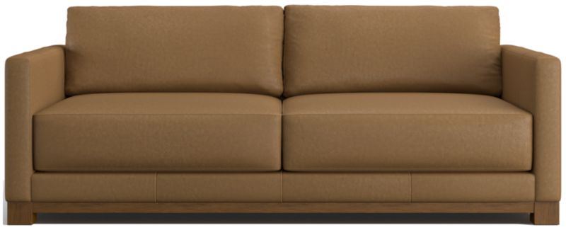 Gather Deep Wood Base Leather Sofa 89" - image 0 of 7