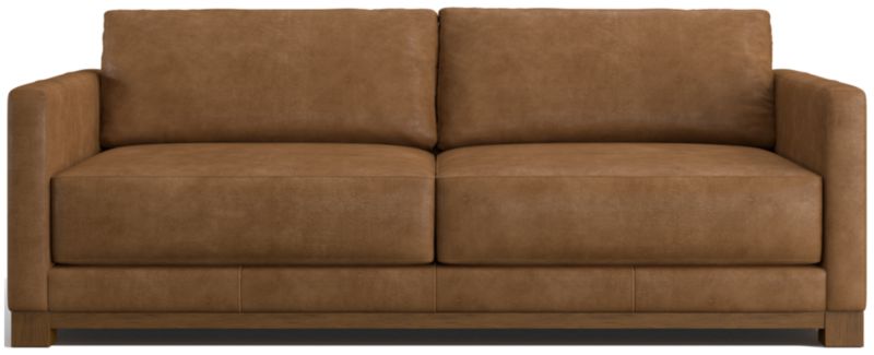 Gather Deep Wood Base Leather Sofa 89" - image 0 of 7