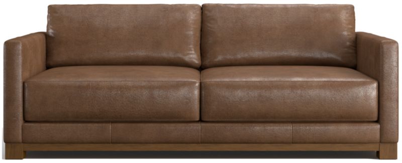 Gather Deep Wood Base Leather Sofa 89" - image 0 of 7