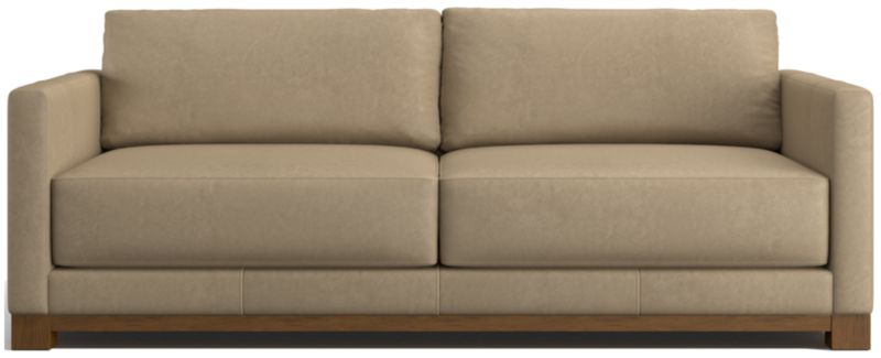 Gather Deep Wood Base Leather Sofa 89" - image 0 of 7