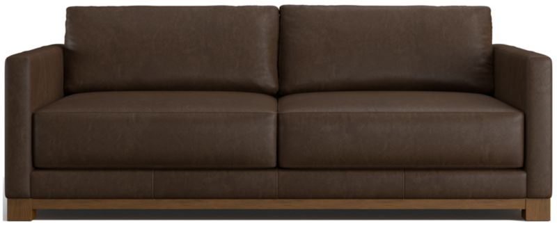 Gather Deep Wood Base Leather Sofa 89" - image 0 of 7