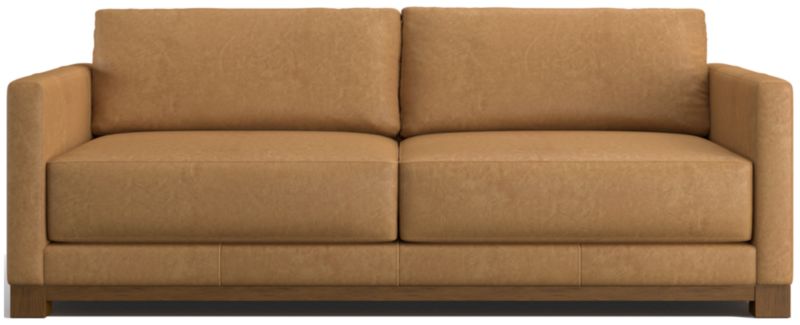 Gather Deep Wood Base Leather Sofa 89" - image 0 of 7