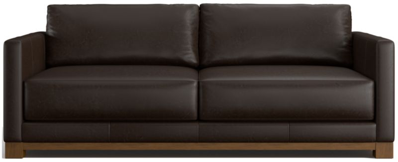 Gather Deep Wood Base Leather Sofa 89" - image 0 of 7