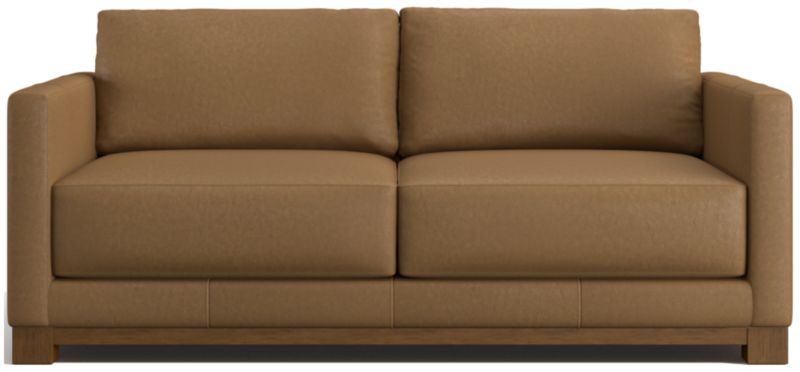 Gather Deep Wood Base Leather Apartment Sofa 77" - image 0 of 7