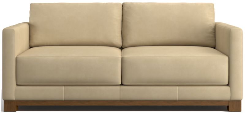 Gather Deep Wood Base Leather Apartment Sofa 77" - image 0 of 7