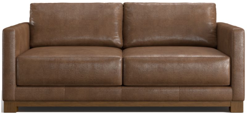 Gather Deep Wood Base Leather Apartment Sofa 77" - image 0 of 7