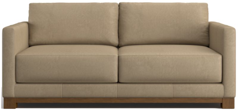 Gather Deep Wood Base Leather Apartment Sofa 77" - image 0 of 7