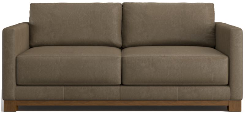 Gather Deep Wood Base Leather Apartment Sofa 77" - image 0 of 7