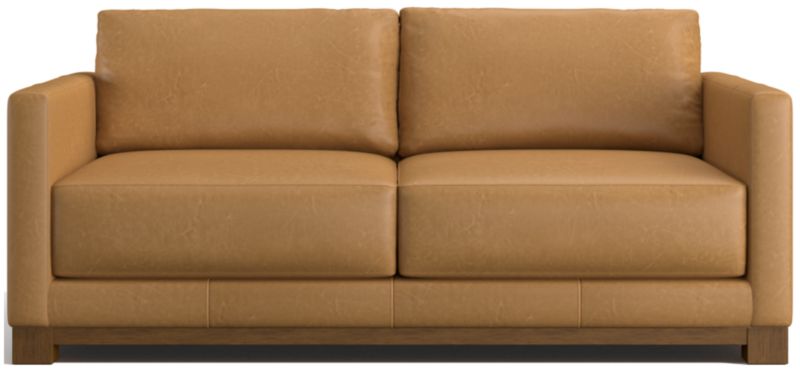 Gather Deep Wood Base Leather Apartment Sofa 77" - image 0 of 7