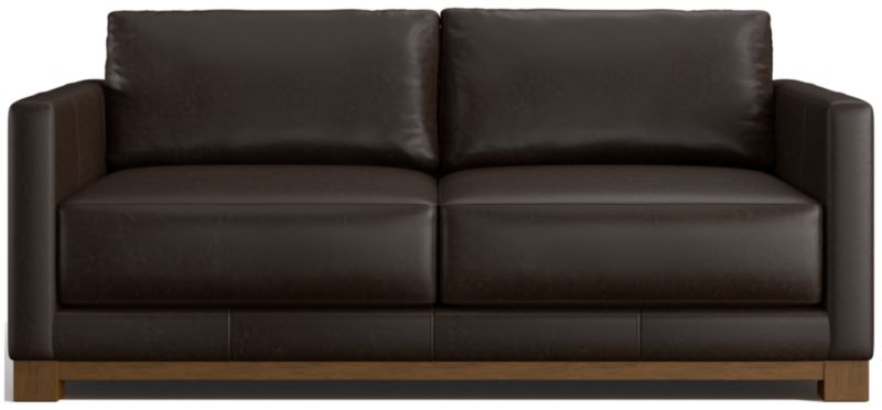 Gather Deep Wood Base Leather Apartment Sofa 77" - image 0 of 7