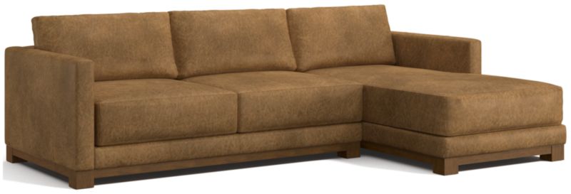 Gather Deep Wood Base Leather 2-Piece Chaise Sectional Sofa - image 0 of 7