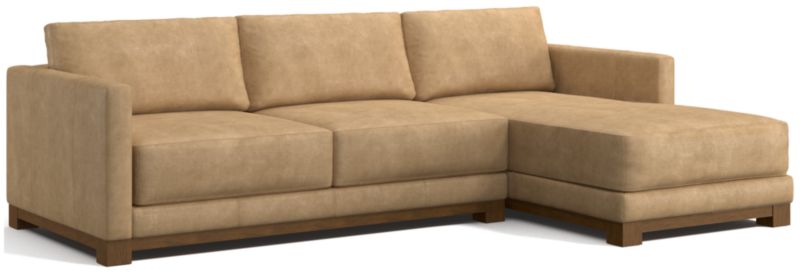 Gather Deep Wood Base Leather 2-Piece Chaise Sectional Sofa - image 0 of 7