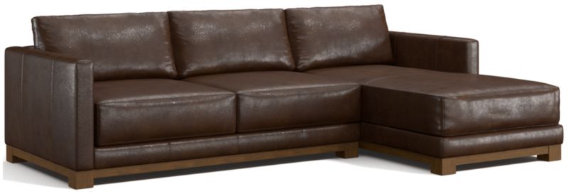 Gather Deep Wood Base Leather 2-Piece Chaise Sectional Sofa - image 0 of 7