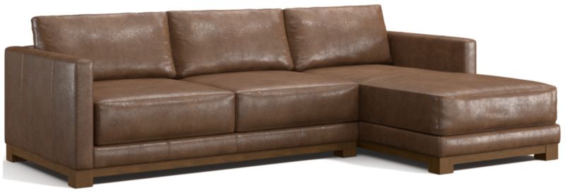 Gather Deep Wood Base Leather 2-Piece Chaise Sectional Sofa - image 0 of 7