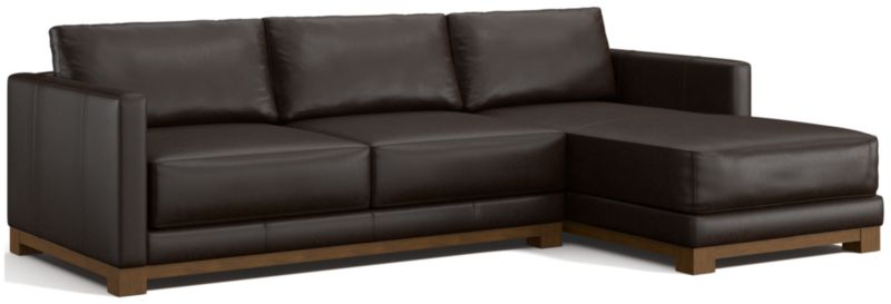 Gather Deep Wood Base Leather 2-Piece Chaise Sectional Sofa - image 0 of 7