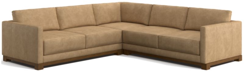 Gather Deep Wood Base Leather 3-Piece L-Shaped Sectional Sofa - image 0 of 7