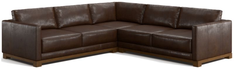 Gather Deep Wood Base Leather 3-Piece L-Shaped Sectional Sofa - image 0 of 7