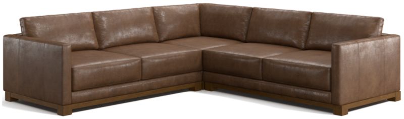 Gather Deep Wood Base Leather 3-Piece L-Shaped Sectional Sofa - image 0 of 7