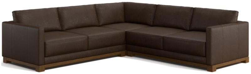 Gather Deep Wood Base Leather 3-Piece L-Shaped Sectional Sofa - image 0 of 7