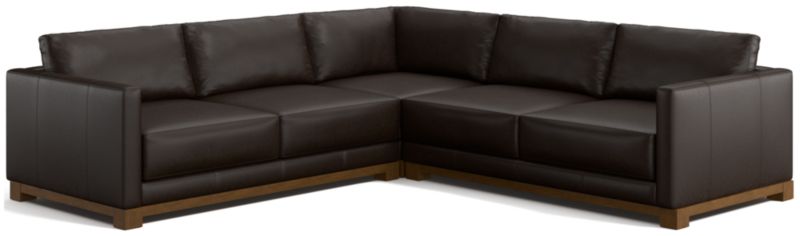 Gather Deep Wood Base Leather 3-Piece L-Shaped Sectional Sofa - image 0 of 7