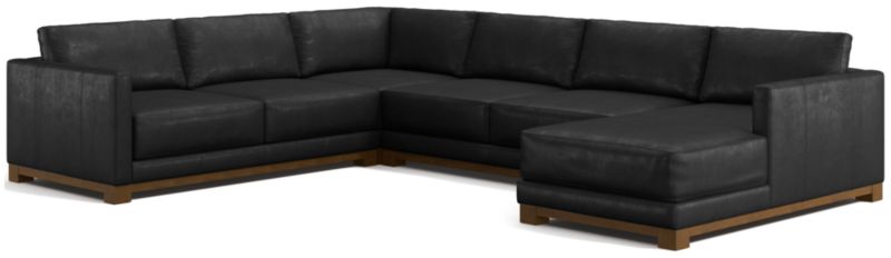 Gather Deep Wood Base Leather 4-Piece Corner Sectional Sofa with Chaise Lounge - image 0 of 7