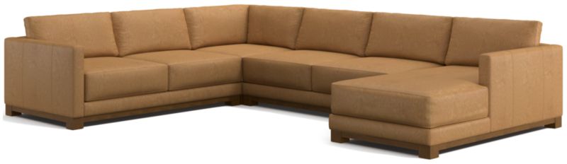 Gather Deep Wood Base Leather 4-Piece Corner Sectional Sofa with Chaise Lounge - image 0 of 7