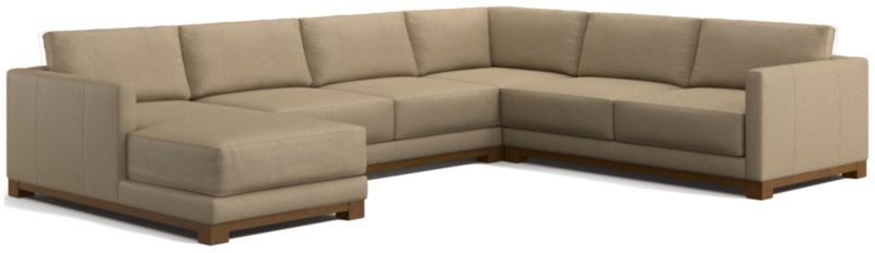 Gather Deep Wood Base Leather 4-Piece Corner Sectional Sofa with Chaise Lounge - image 0 of 7