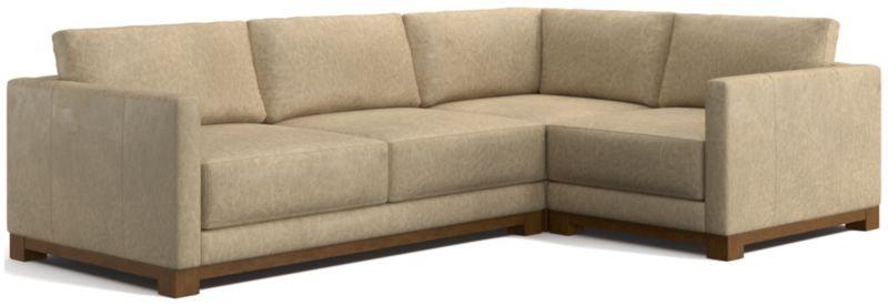 Gather Deep Wood Base Leather 3-Piece L-Shaped Sectional Sofa - image 0 of 7