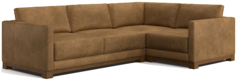 Gather Deep Wood Base Leather 3-Piece L-Shaped Sectional Sofa - image 0 of 7