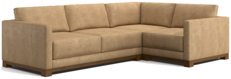 Gather Deep Wood Base Leather 3-Piece L-Shaped Sectional Sofa - image 0 of 7