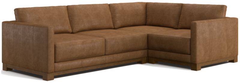 Gather Deep Wood Base Leather 3-Piece L-Shaped Sectional Sofa - image 0 of 7