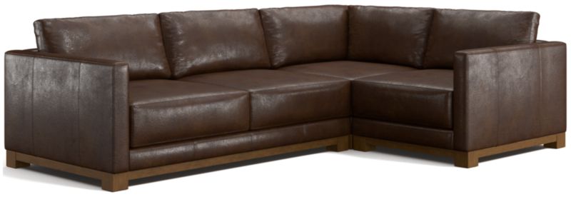 Gather Deep Wood Base Leather 3-Piece L-Shaped Sectional Sofa - image 0 of 7