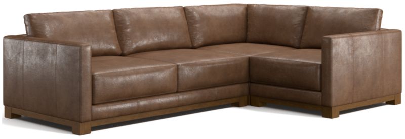 Gather Deep Wood Base Leather 3-Piece L-Shaped Sectional Sofa - image 0 of 7