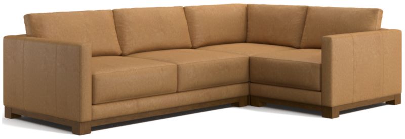 Gather Deep Wood Base Leather 3-Piece L-Shaped Sectional Sofa - image 0 of 7