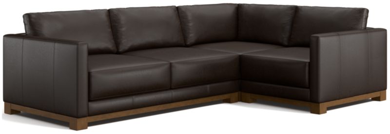 Gather Deep Wood Base Leather 3-Piece L-Shaped Sectional Sofa - image 0 of 7