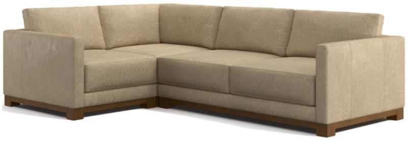 Gather Deep Wood Base Leather 3-Piece L-Shaped Sectional Sofa - image 0 of 7