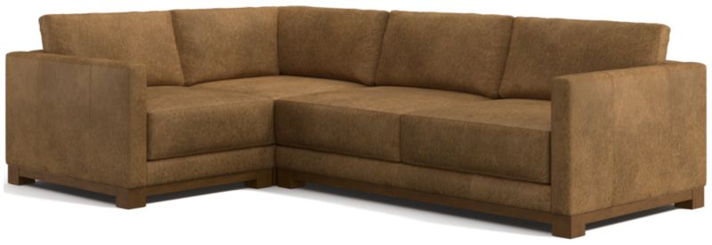 Gather Deep Wood Base Leather 3-Piece L-Shaped Sectional Sofa - image 0 of 7