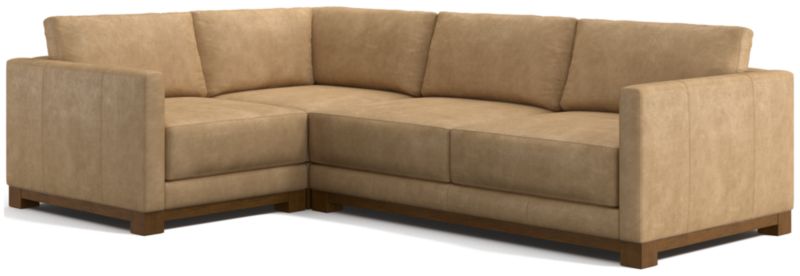 Gather Deep Wood Base Leather 3-Piece L-Shaped Sectional Sofa - image 0 of 7