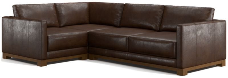 Gather Deep Wood Base Leather 3-Piece L-Shaped Sectional Sofa - image 0 of 7