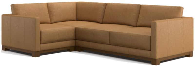 Gather Deep Wood Base Leather 3-Piece L-Shaped Sectional Sofa - image 0 of 7