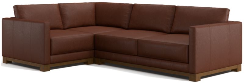 Gather Deep Wood Base Leather 3-Piece L-Shaped Sectional Sofa - image 0 of 7