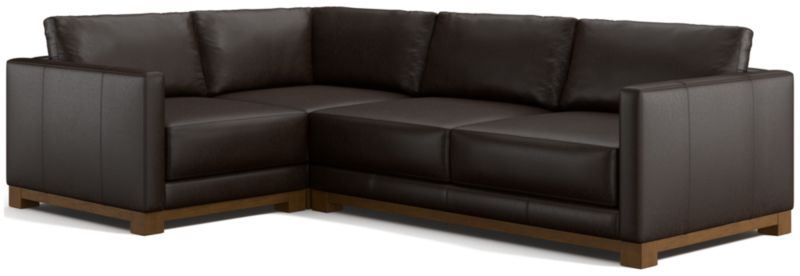 Gather Deep Wood Base Leather 3-Piece L-Shaped Sectional Sofa - image 0 of 7