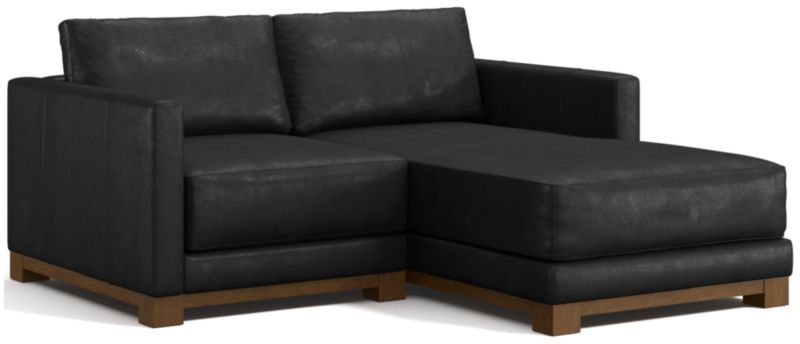 Gather Deep Wood Base Leather 2-Piece Chaise Sectional Sofa - image 0 of 7