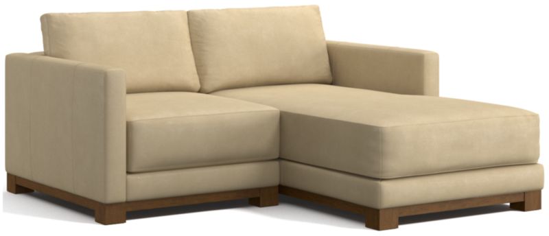 Gather Deep Wood Base Leather 2-Piece Chaise Sectional Sofa - image 0 of 7