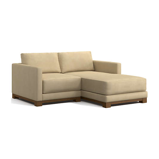 Gather Deep Wood Base Leather 2-Piece Chaise Sectional Sofa