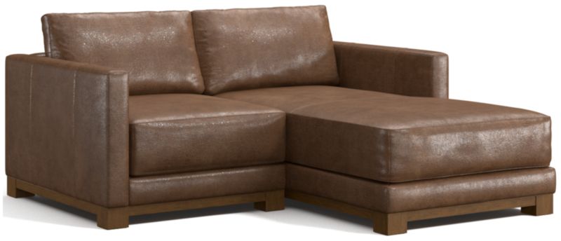 Gather Deep Wood Base Leather 2-Piece Chaise Sectional Sofa - image 0 of 7